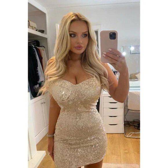 Sequins Sleeveless Bustier Bodycon Mini Dress - Picture 12 of 13